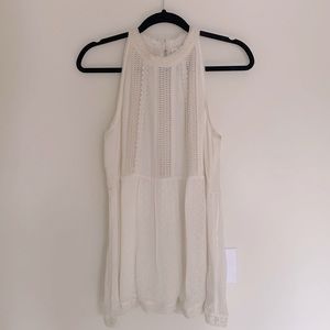 Anthropologie off-white lace high neck top